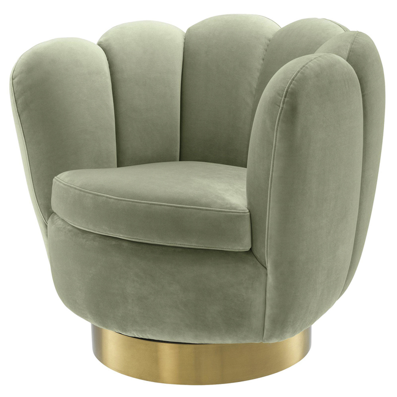 Кресло Eichholtz Swivel Chair Mirage pistache green Зеленый шалфей Матовая латунь в Санкт-петербурге | Loft Concept 