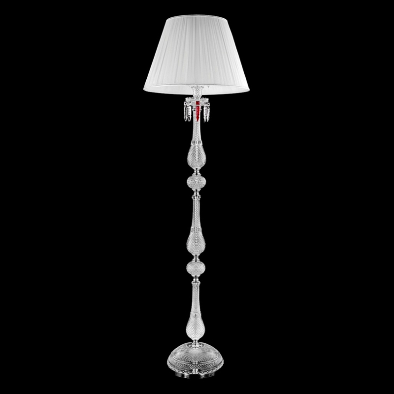 Торшер с белым текстильным абажуром и хрустальными подвесками Lustre Reverie Хром Прозрачное Стекло Белый Торшер с белым текстильным абажуром и хрустальными подвесками Lustre Reverie Хром Прозрачное Стекло Белый в Санкт-петербурге | Loft Concept