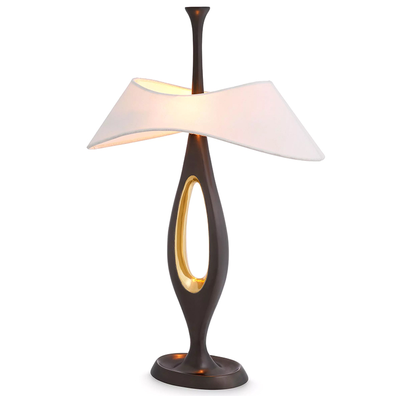 Настольная лампа Eichholtz Table Lamp Gianfranco Винтажная латунь Белый Золотой в Санкт-петербурге | Loft Concept 