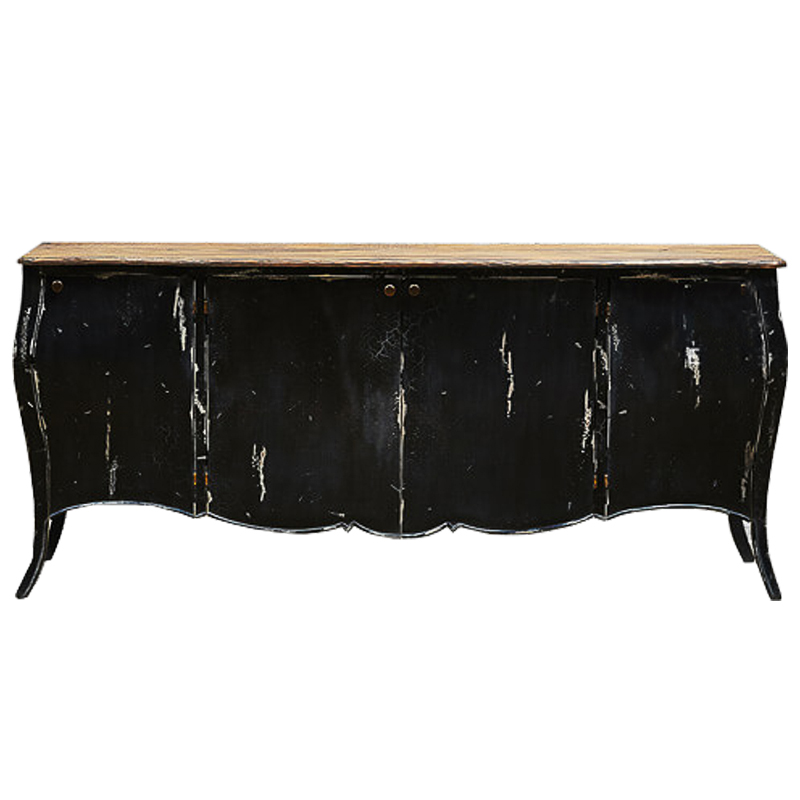 Комод длинный в стиле прованс Black Vintage Commode Черный Коричневый Винтажный черный в Санкт-петербурге | Loft Concept 