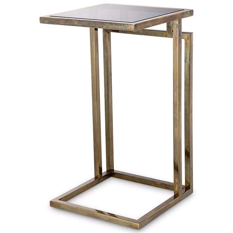 Приставной стол Eichholtz Side Table Marcus Brass Латунь Стекло Смок в Санкт-петербурге | Loft Concept 