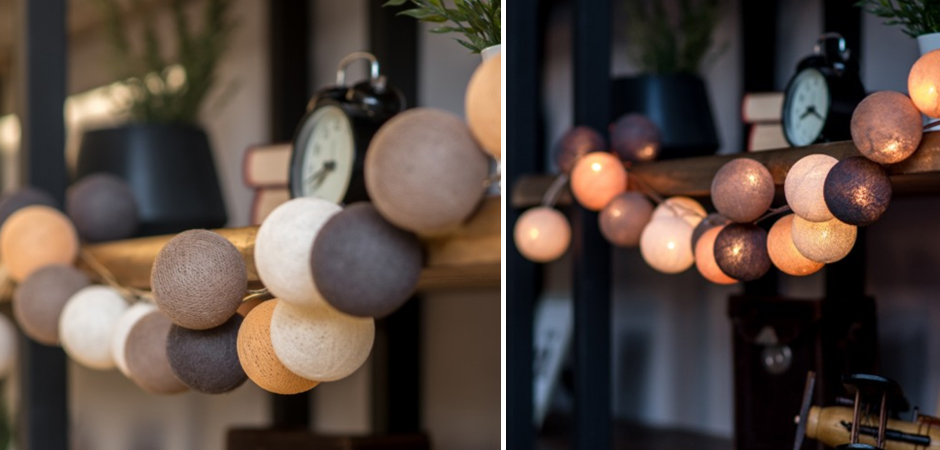 Гирлянда хлопковые фонарики Сotton Ball Clay - Loft-Concept в Санкт-петербурге