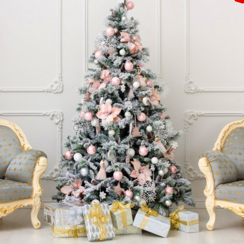 Ель Дизайнерская Розовый декор Christmas Tree Black Pink Fowers Розовый Белый Зеленый в Санкт-петербурге | Loft Concept 