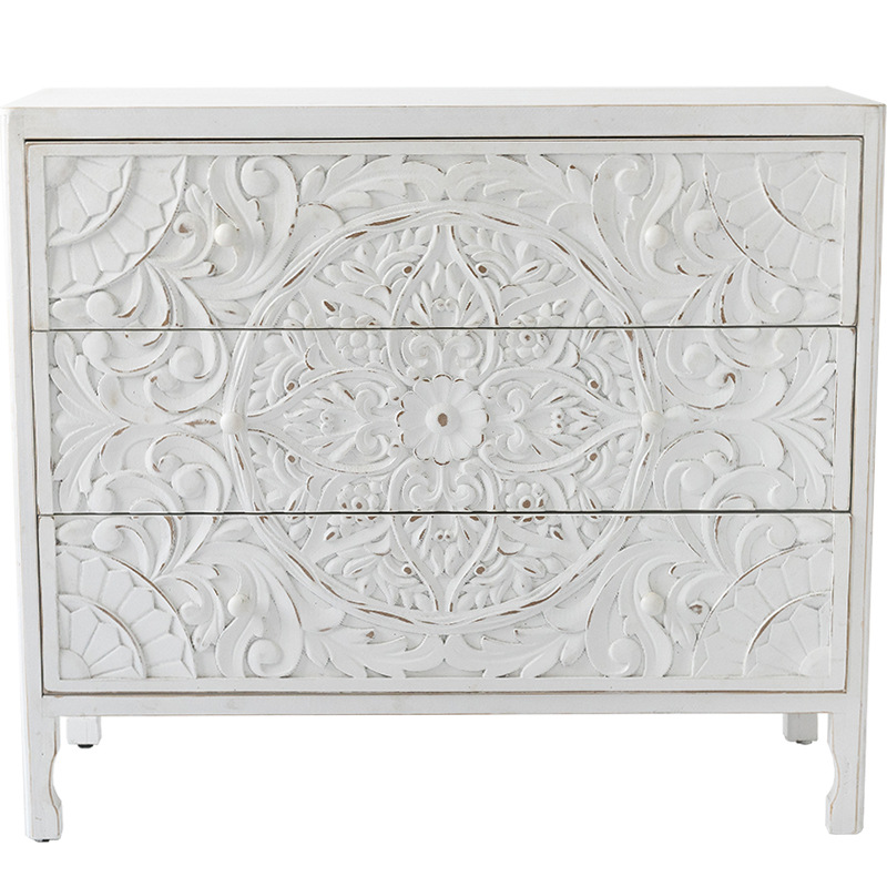 Комод с резным декорированным фасадом Matsi Provence Chest of Drawers Белый Белый в Санкт-петербурге | Loft Concept 