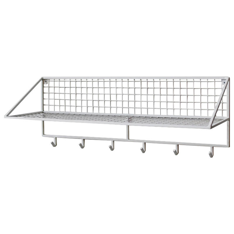 Вешалка с полкой Rhian Industrial Metal Rust Shelf White Белый в Санкт-петербурге | Loft Concept 