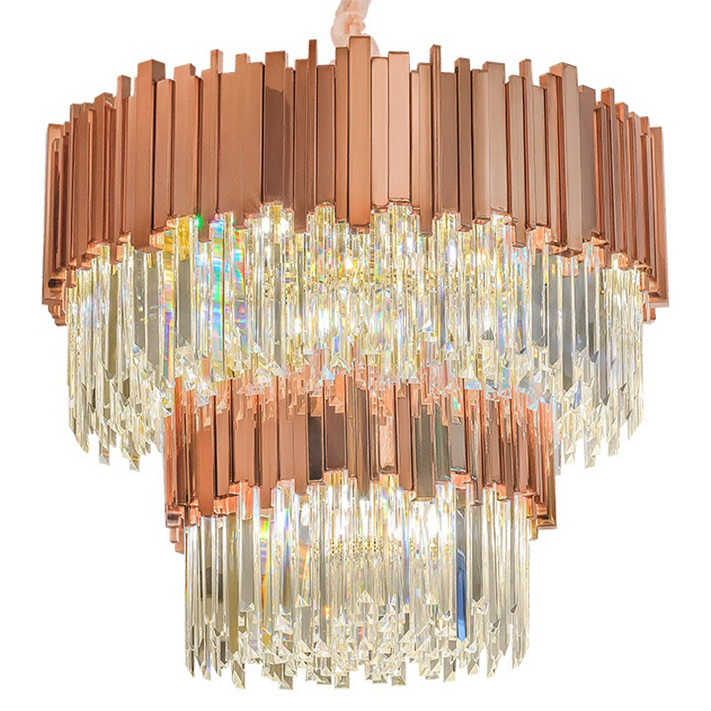 Круглая многоярусная люстра Luxxu Modern Cascade Chandelier Bronze Metal Glass 80 Бронза Прозрачное Стекло в Санкт-петербурге | Loft Concept 