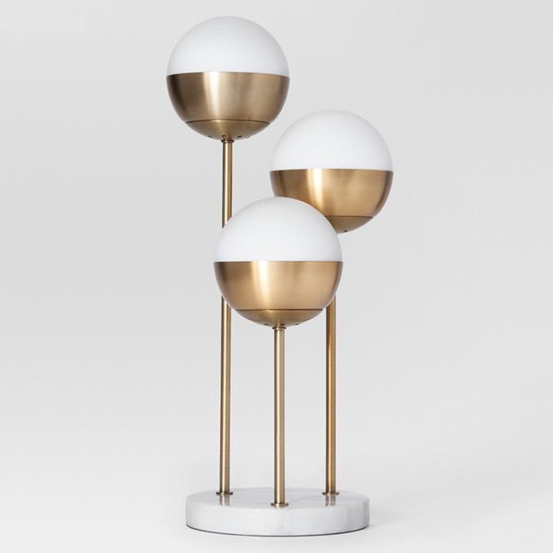 Geneva Glass Table Lamp Triple Globe Белый Латунь в Санкт-петербурге | Loft Concept 