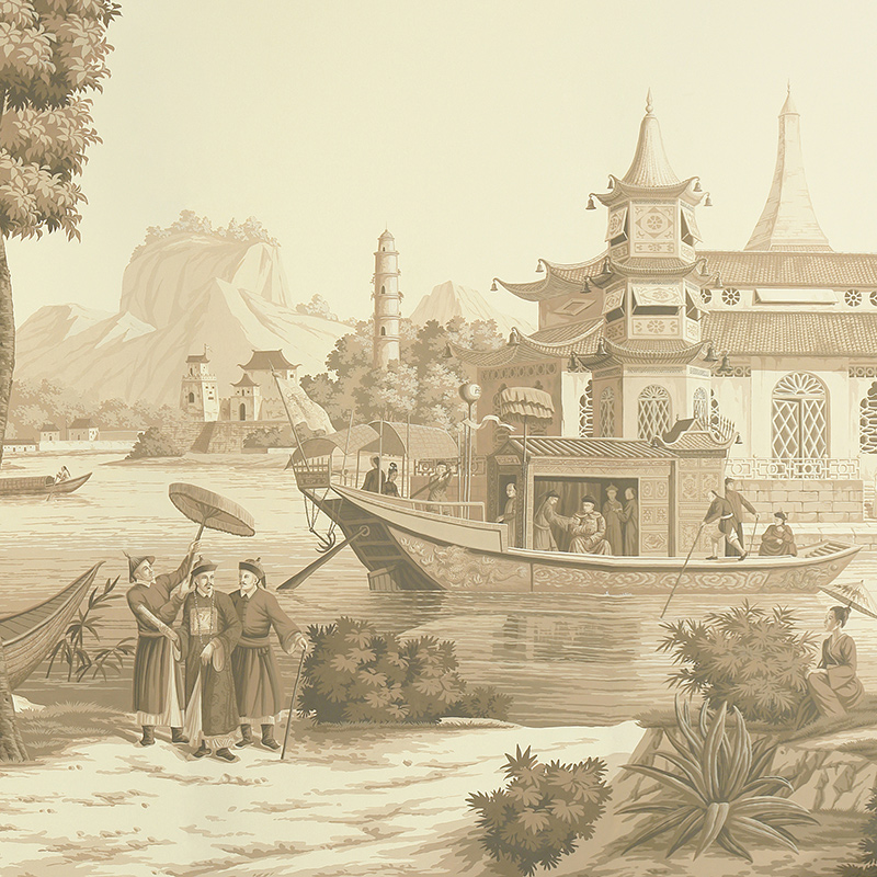 Обои ручная роспись Procession Chinoise Sepia on scenic paper  в Санкт-петербурге | Loft Concept 