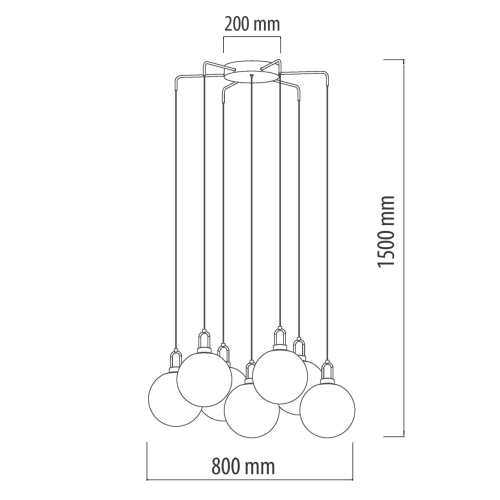 Люстра с 7-ю плафонами из прозрачного стекла в форме шара Orb Cascade  в Санкт-петербурге
