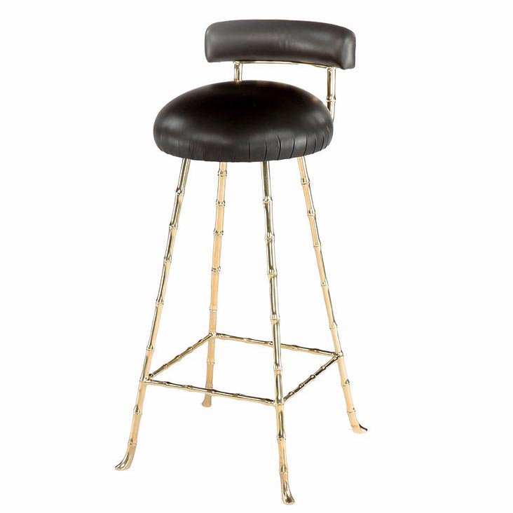 Барный стул High Upholstered Bar Stool Глянцевое золото Черный в Санкт-петербурге | Loft Concept 