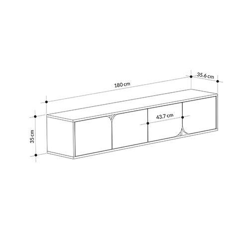 ТВ-тумба подвесная цвета древесины с 4-мя темно-серыми дверцами SPARK TV STAND OAK ANTHRACITE в Санкт-петербурге