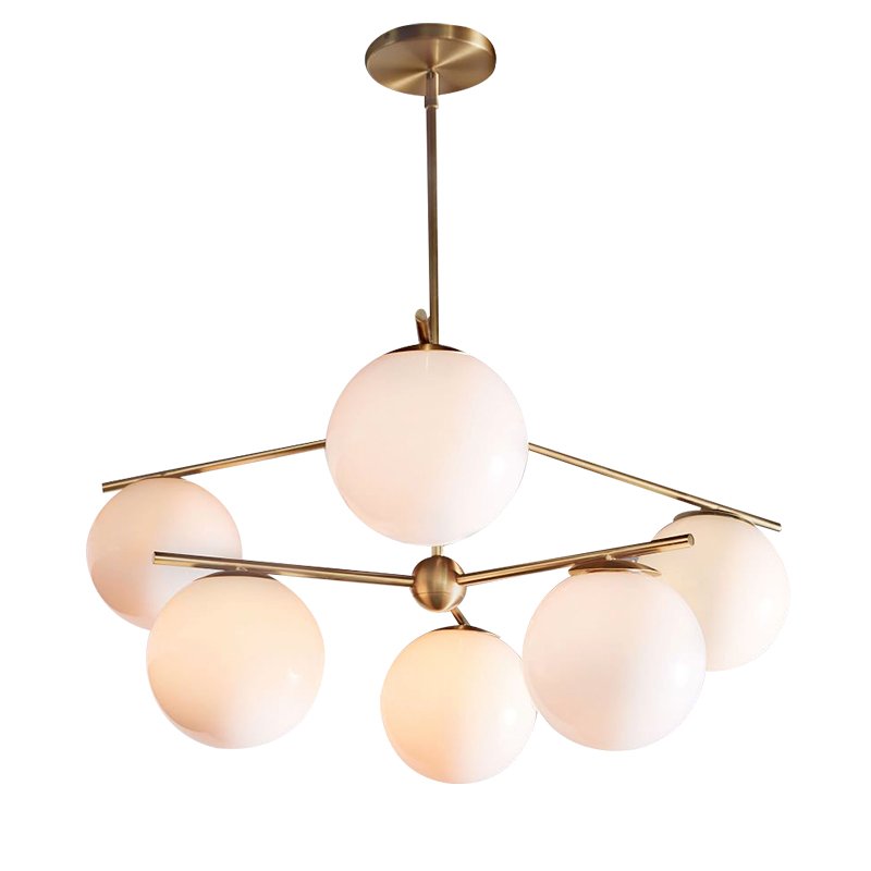 Люстра Sphere Stem 6-Light Chandelier Bronze Латунь Белый в Санкт-петербурге | Loft Concept 