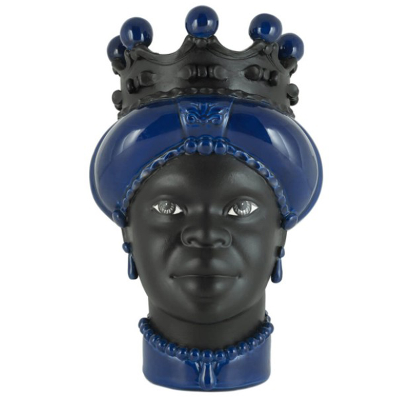 Ваза VASE MORO LADY CROWN DARK blue Черный Синий в Санкт-петербурге | Loft Concept 