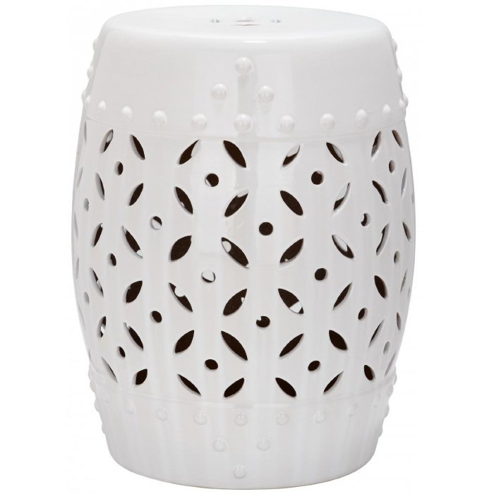 Керамический табурет Coin Lattice Garden Stool - White Белый в Санкт-петербурге | Loft Concept 