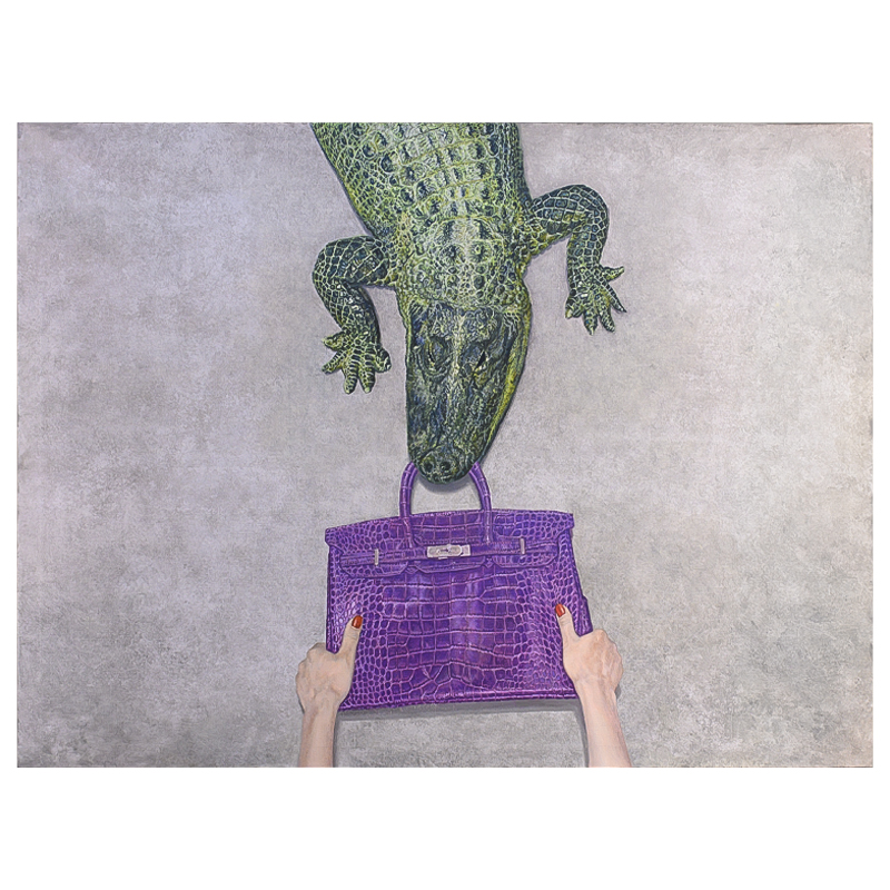 Картина Gator Birkin Hands Серый Фиолетовый Зеленый Красный в Санкт-петербурге | Loft Concept 