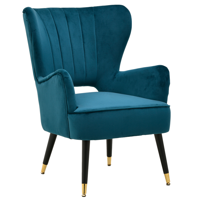 Кресло Drummond Armchairs Blue Морская синь Черный в Санкт-петербурге | Loft Concept 