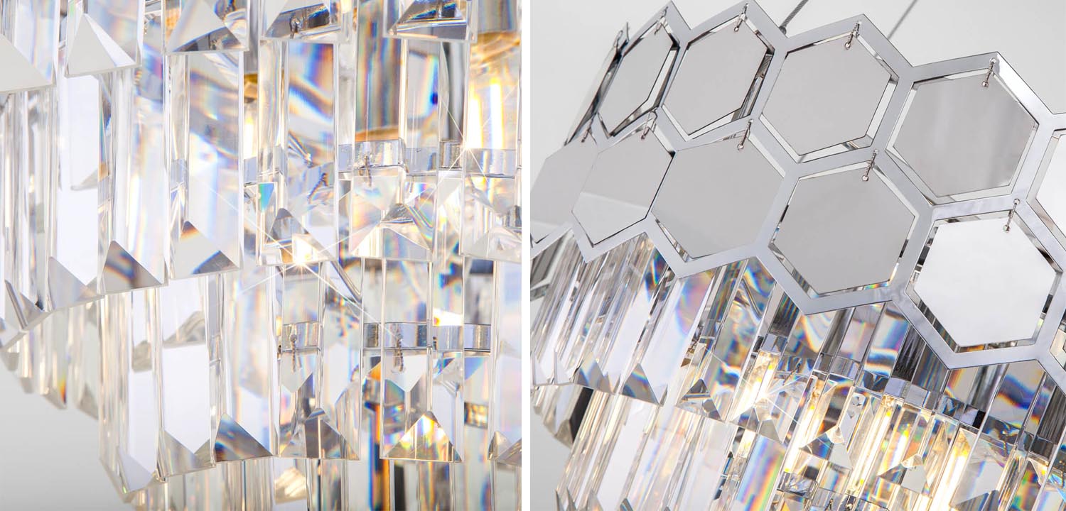 Люстра Hanging Hexagon Moira Chandelier chrome - фото №2