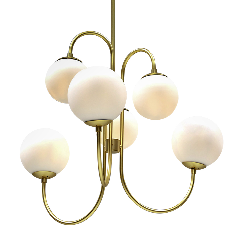 Люстра Gooseneck Pelle Gold Chandelier Белый Золотой в Санкт-петербурге | Loft Concept 