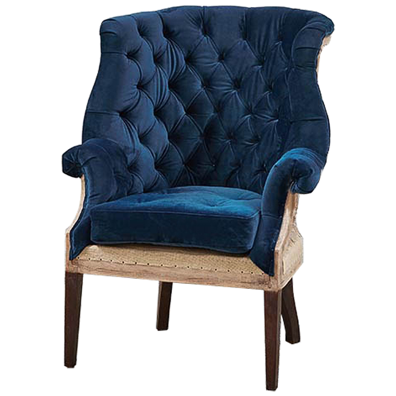 Кресло Gamilton Armchair Blue Синий Коричневый в Санкт-петербурге | Loft Concept 