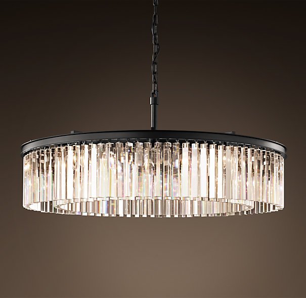 Люстра RH Rhys Clear Glass Prism Round Chandelier 80 Черный в Санкт-петербурге | Loft Concept 