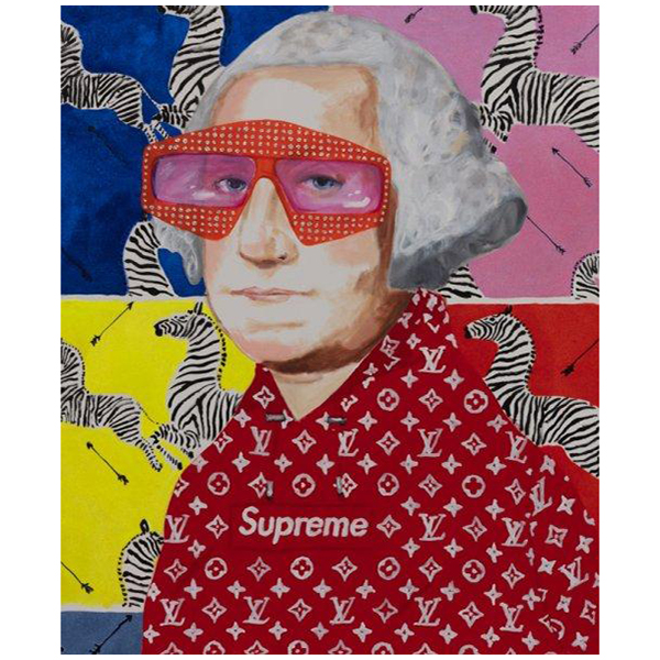 Картина George Washington in Supreme with Scalamandré Zebra Background Мульти в Санкт-петербурге | Loft Concept 