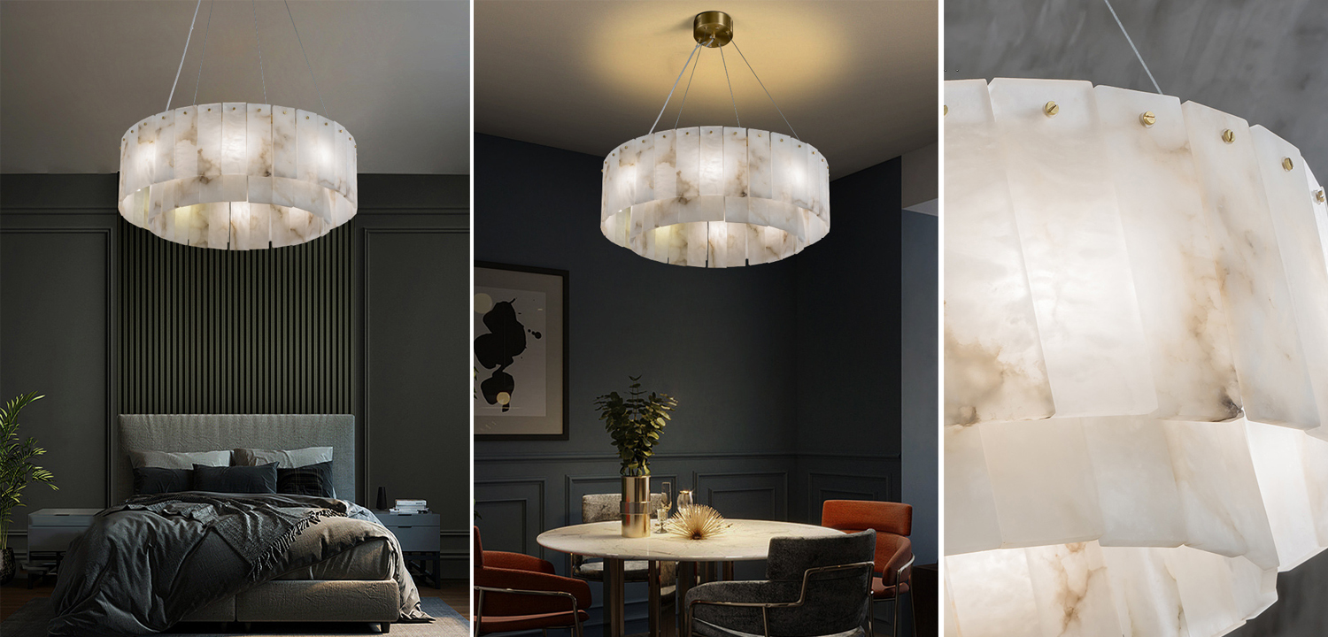 Люстра Арт-Деко натуральный мрамор Art-Deco Chandelier Marble - фото