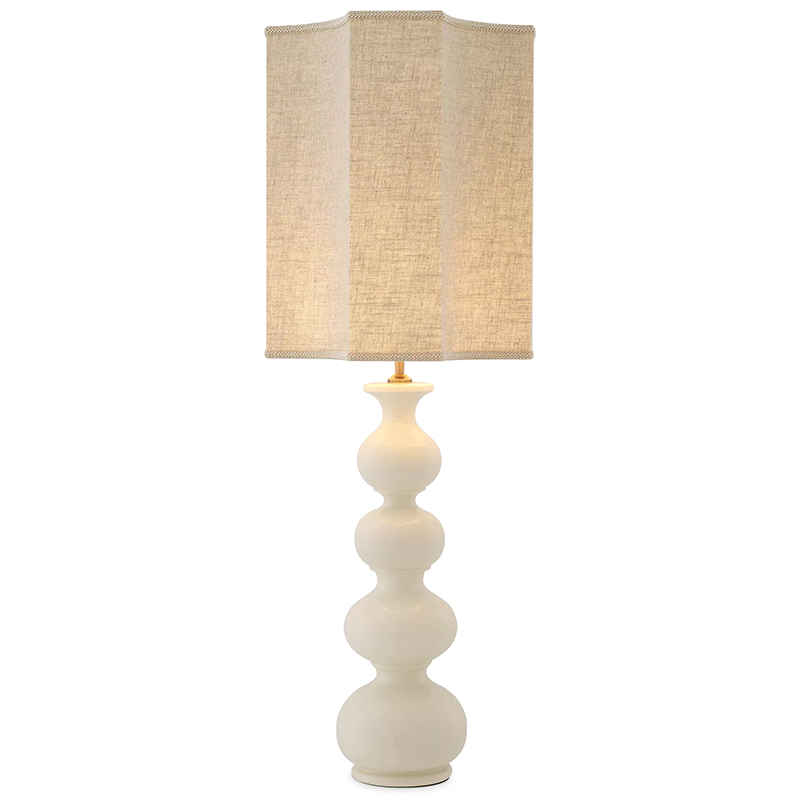 Настольная лампа Eichholtz Table Lamp Mabel Ceramic Бежево-серый Латунь Белый в Санкт-петербурге | Loft Concept 