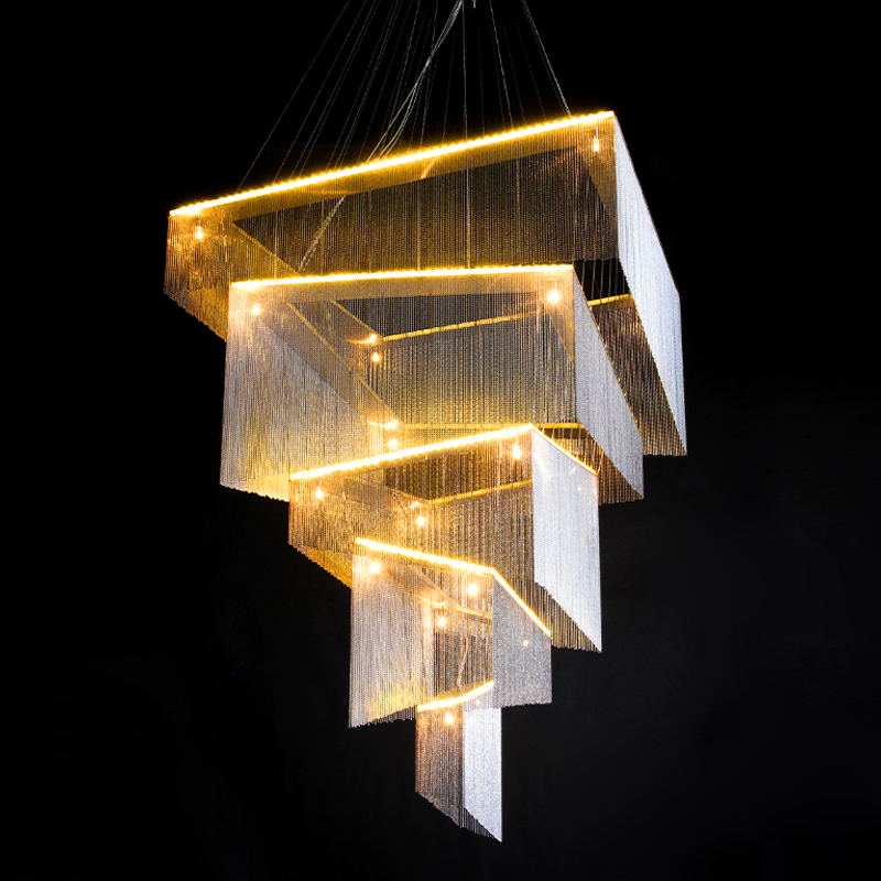 Люстра Золотые цепочки Willowlamp Geometric Storm Gold Золотой в Санкт-петербурге | Loft Concept 