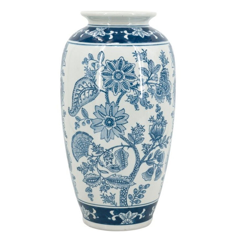 Ваза с синим цветочным орнаментом Blue & White Ornament Белый Синий Ваза с синим цветочным орнаментом Blue & White Ornament Белый Синий в Санкт-петербурге | Loft Concept