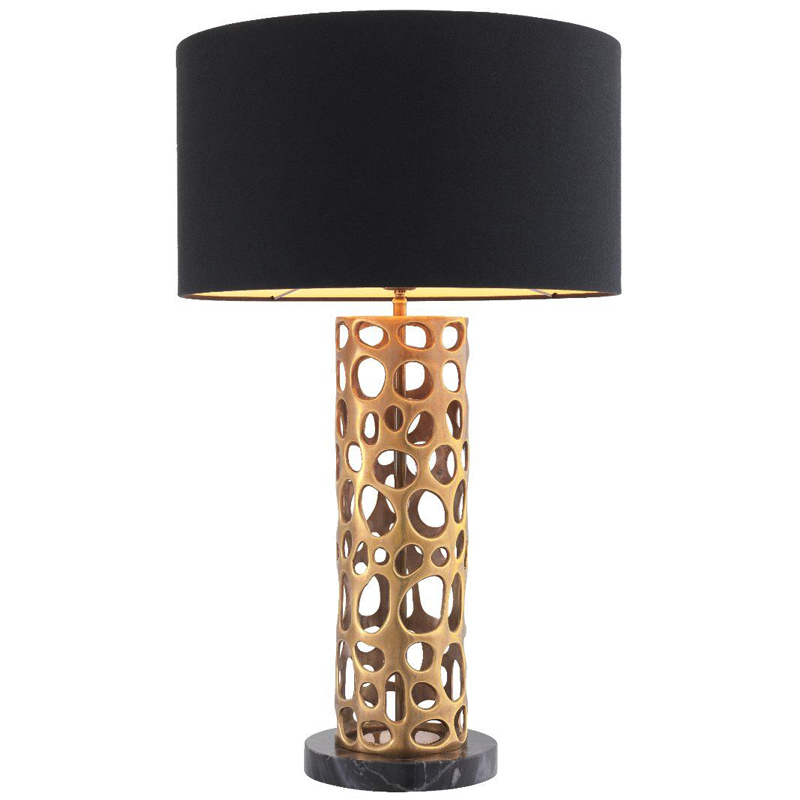 Настольная лампа Eichholtz Table Lamp Dix Brass Черный Винтажная латунь Черный Мрамор Nero Золотой в Санкт-петербурге | Loft Concept 