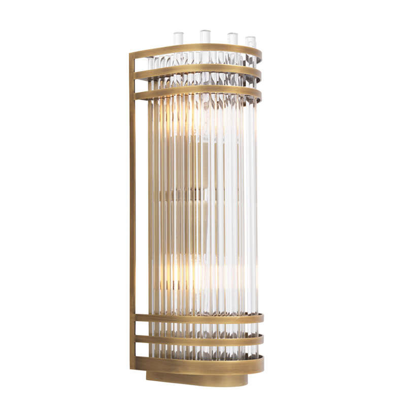 Бра Eichholtz Wall Lamp Gulf S Brass Латунь Античная полированная Прозрачный в Санкт-петербурге | Loft Concept 