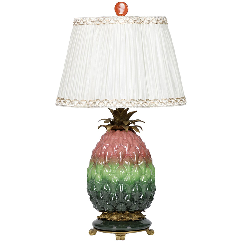 Настольная лампа с абажуром Pineapple Pink Green Table Lamp Белый Розовый Зеленый Салатовый Бронза в Санкт-петербурге | Loft Concept 