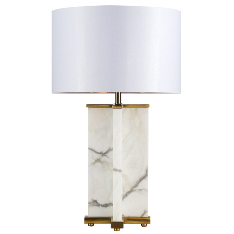 Настольная лампа Cecily Marble Table Lamp Белый Белый Мрамор Bianco Латунь в Санкт-петербурге | Loft Concept 