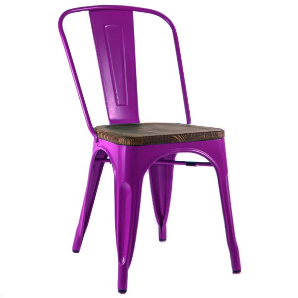 Кухонный стул Tolix Chair Wood Purple Пурпурный Пурпурный Коричневый в Санкт-петербурге | Loft Concept 