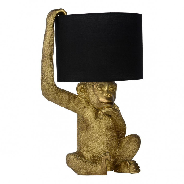 Настольная лампа с Золотой Обезьяной Monkey holding a lampshade Черный Золотой в Санкт-петербурге | Loft Concept 