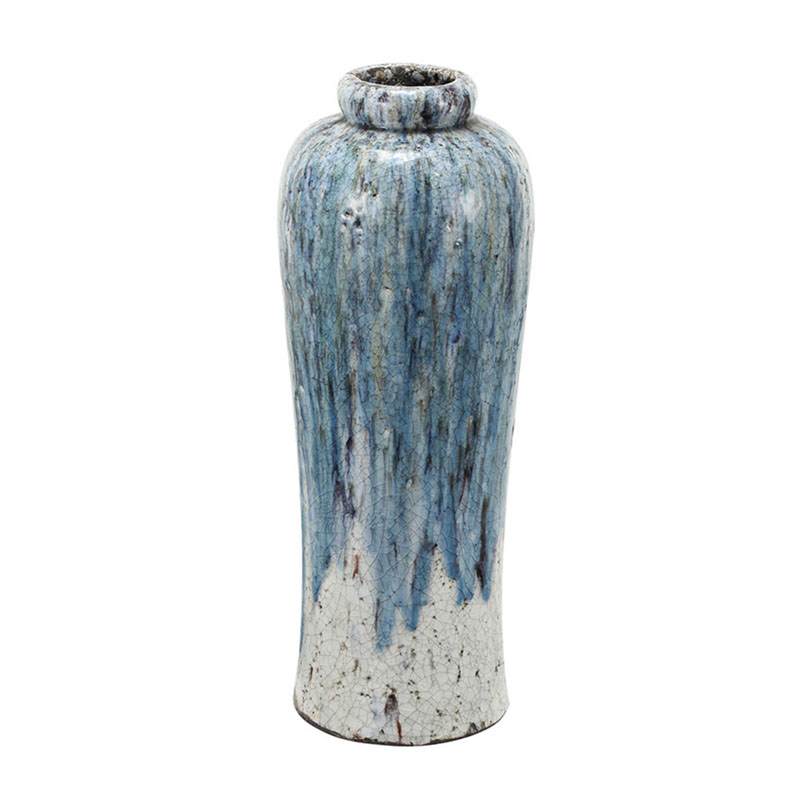 Ваза Terracotta Vase blue-white high Белый Голубой в Санкт-петербурге | Loft Concept 