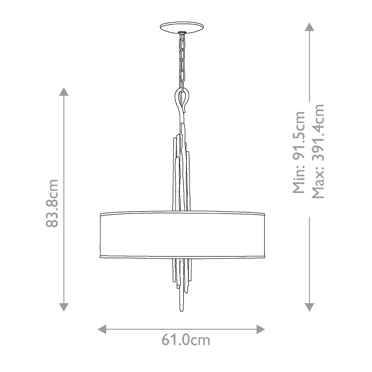 Люстра подвесная с широким белым текстильным абажуром и вертикальными декоративными элементами Hinkley в Санкт-петербурге