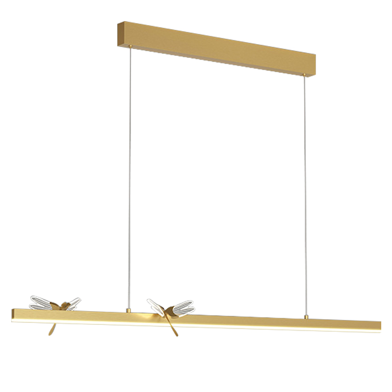 Линейный светильник со стрекозами Dragonfly Linear Chandelier Gold Золотой Прозрачный в Санкт-петербурге | Loft Concept 