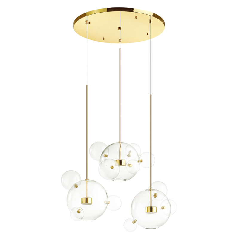 Люстра Transparent Bubble Chandelier Gold Circle Глянцевое золото Прозрачный в Санкт-петербурге | Loft Concept 