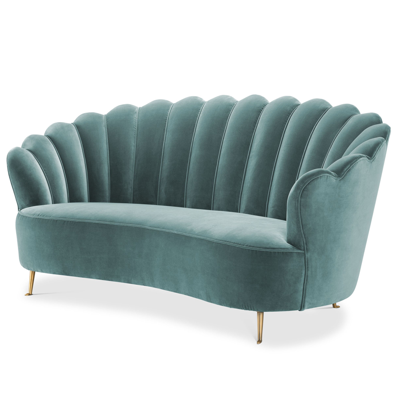 Диван Eichholtz Sofa Messina Turquoise Бирюзовый Латунь в Санкт-петербурге | Loft Concept 