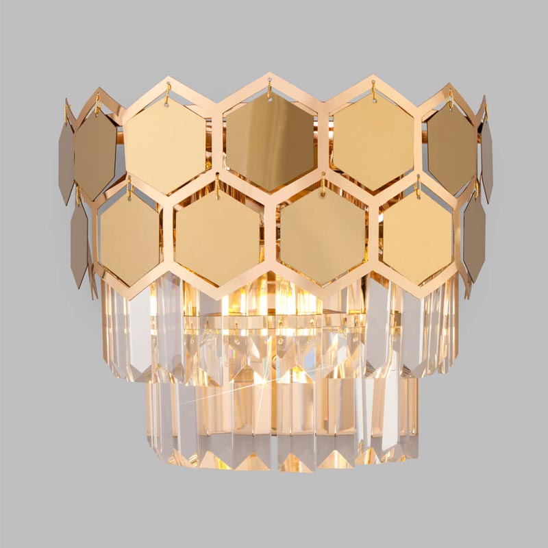 Бра Hanging Hexagon Moira Sconce gold Прозрачный (Transparent) Золотой в Санкт-петербурге | Loft Concept 