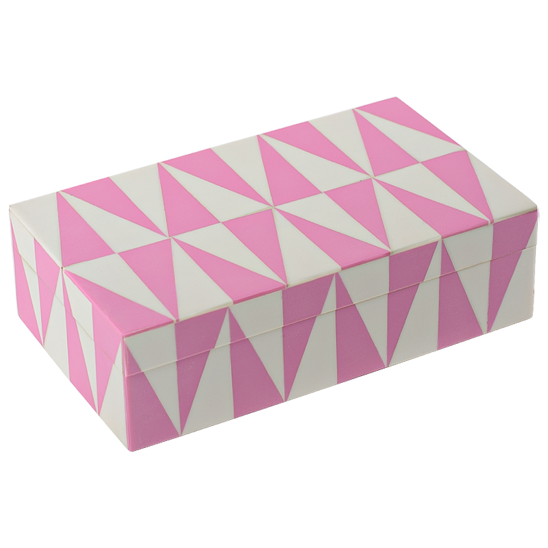 Шкатулка Pink Triangles Bone Inlay Box Розовый Белый в Санкт-петербурге | Loft Concept 