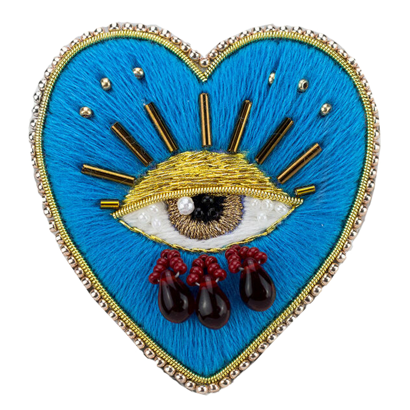 Авторская Брошь Синее Сердце Королевы Brooch Blue Heart Queen Синий в Санкт-петербурге | Loft Concept 