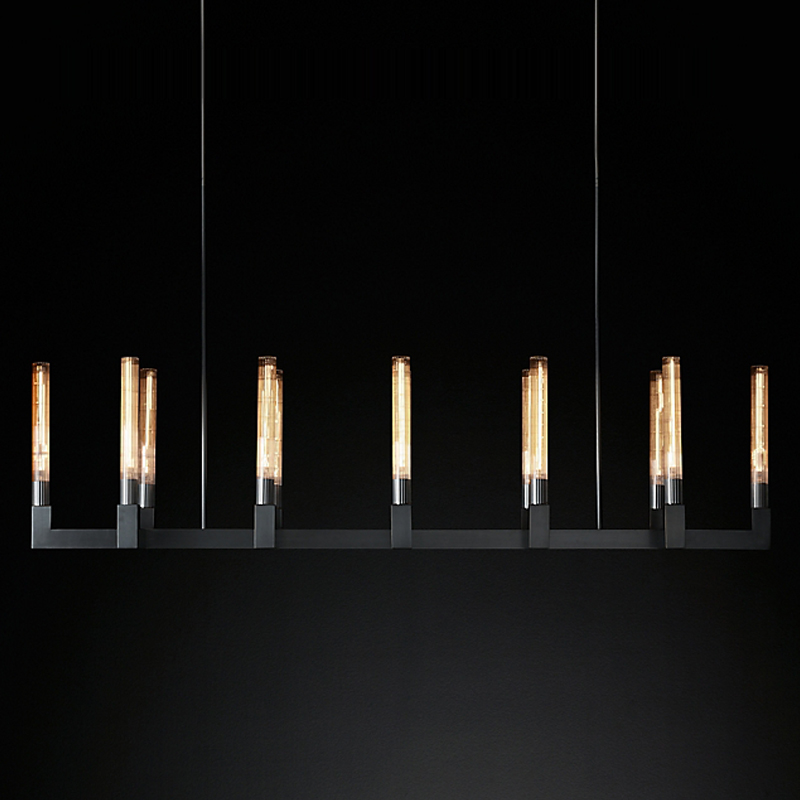 Люстра RH CANELLE Linear Chandelier 12 Modern Black Черный матовый в Санкт-петербурге | Loft Concept 