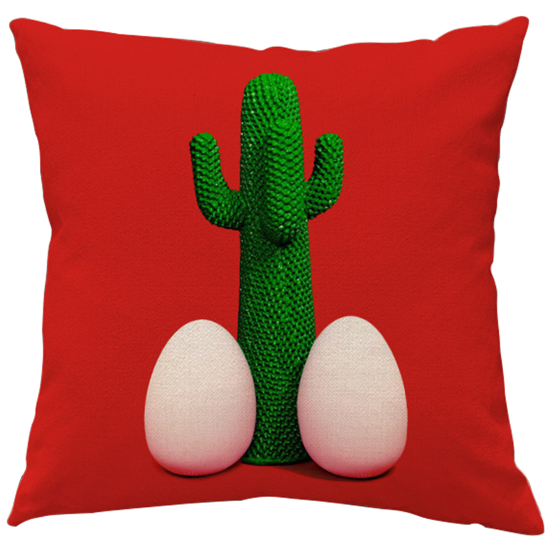 Декоративная подушка Seletti Cushion God Cactus Красный Зеленый Белый в Санкт-петербурге | Loft Concept 