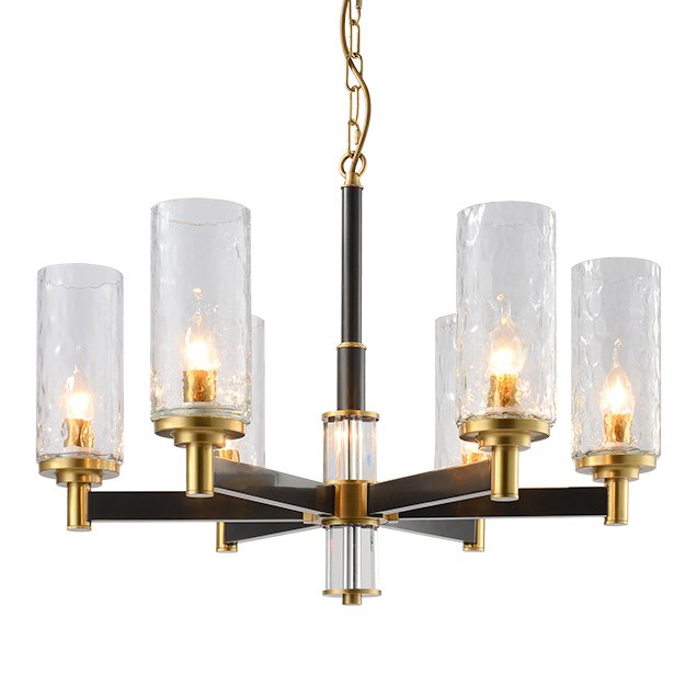 Люстра LIAISON TWO-TIER black and brass Chandelier 6 Черный Латунь Прозрачное Стекло в Санкт-петербурге | Loft Concept 