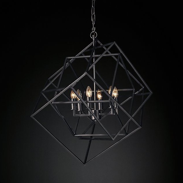 Люстра RH Caged Cubist Pendant black Черный в Санкт-петербурге | Loft Concept 