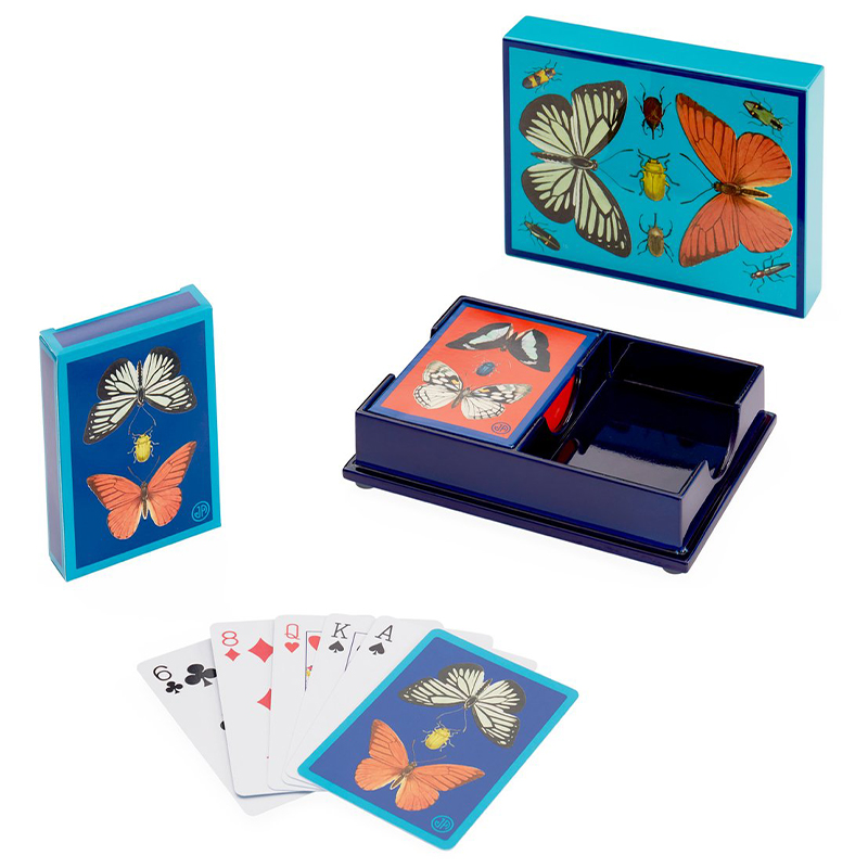 Игральные карты BOTANIST LACQUER CARD SET  Jonathan Adler Синий Голубой Мульти в Санкт-петербурге | Loft Concept 