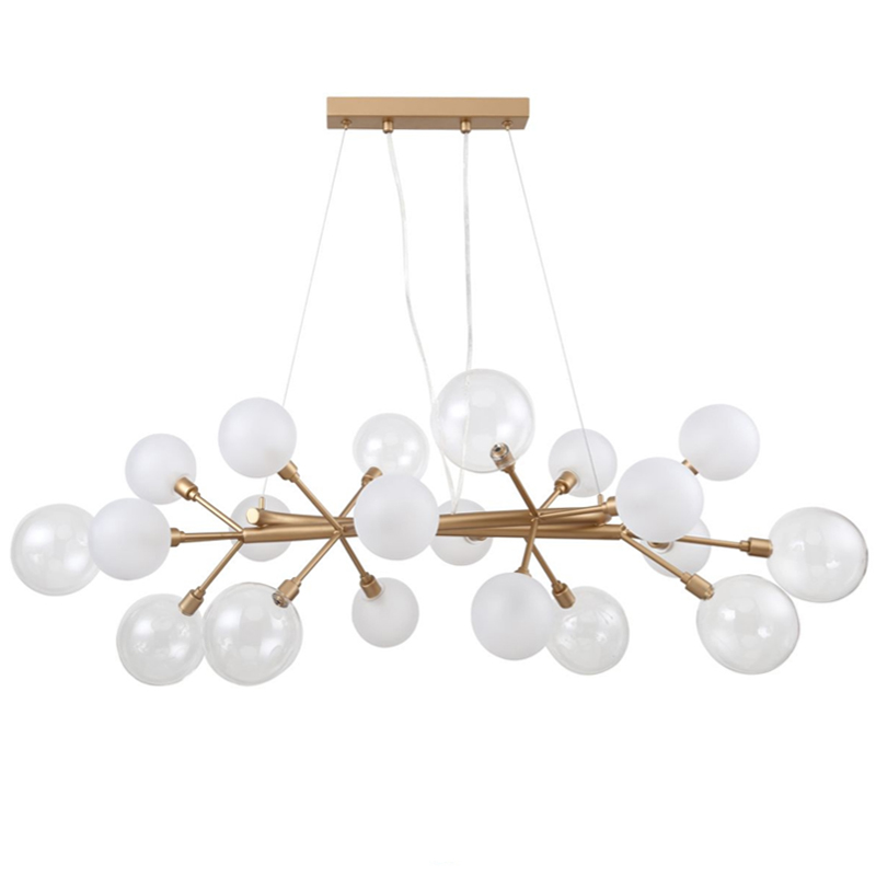 Люстра Berries Chandelier Rectangle White 100 матовое золото Прозрачный Прозрачный белый в Санкт-петербурге | Loft Concept 