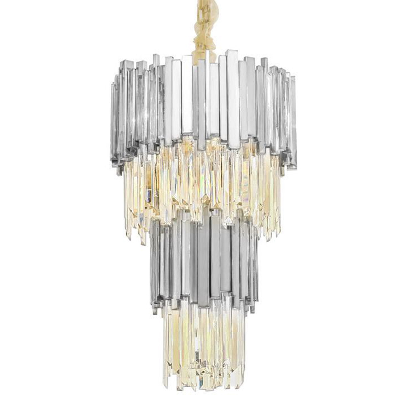 Люстра многоярусная Luxxu Modern Cascade Chandelier Silver Metal Glass 45 Серебряный Прозрачное Стекло в Санкт-петербурге | Loft Concept 